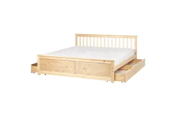 Säng med förvaringslådor Olendon Ljus trä, 180x200 cm, 4 - Ljus trä, 180x200 cm, 4 - Möbler - Säng - Säng med förvaring