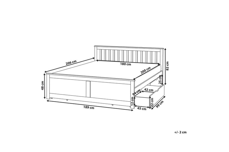 Säng med förvaringslådor Olendon Ljus trä, 180x200 cm, 4 - Ljus trä, 180x200 cm, 4 - Möbler - Säng - Säng med förvaring