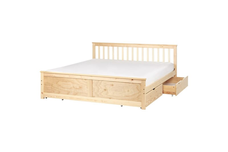 Säng med förvaringslådor Olendon Ljus trä, 180x200 cm, 4 - Ljus trä, 180x200 cm, 4 - Möbler - Säng - Säng med förvaring