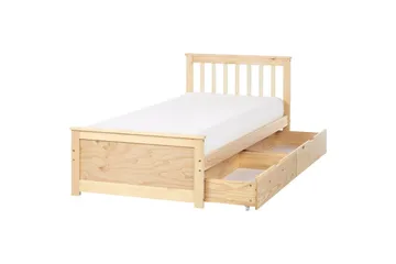 Säng med förvaringslådor Olendon Ljus trä, 90x200 cm, 2 - Ljus trä, 90x200 cm, 2 - Möbler - Säng - Säng med förvaring