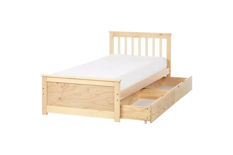 Säng med förvaringslådor Olendon Ljus trä, 90x200 cm, 2 - Ljus trä, 90x200 cm, 2 - Möbler - Säng - Säng med förvaring