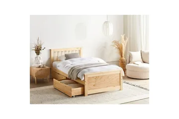 Säng med förvaringslådor Olendon Ljus trä, 90x200 cm, 2 - Ljus trä, 90x200 cm, 2 - Möbler - Säng - Säng med förvaring