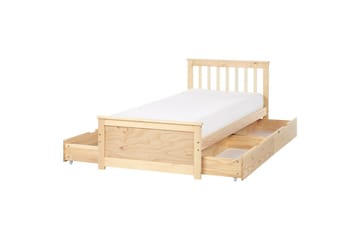 Säng med förvaringslådor Olendon Ljus trä, 90x200 cm, 4 - Ljus trä, 90x200 cm, 4 - Möbler - Säng - Säng med förvaring