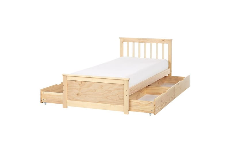 Säng med förvaringslådor Olendon Ljus trä, 90x200 cm, 4 - Ljus trä, 90x200 cm, 4 - Möbler - Säng - Säng med förvaring