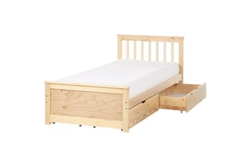 Säng med förvaringslådor Olendon Ljus trä, 90x200 cm, 4 - Ljus trä, 90x200 cm, 4 - Möbler - Säng - Säng med förvaring