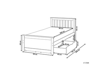 Säng med förvaringslådor Olendon Ljus trä, 90x200 cm, 4 - Ljus trä, 90x200 cm, 4 - Möbler - Säng - Säng med förvaring