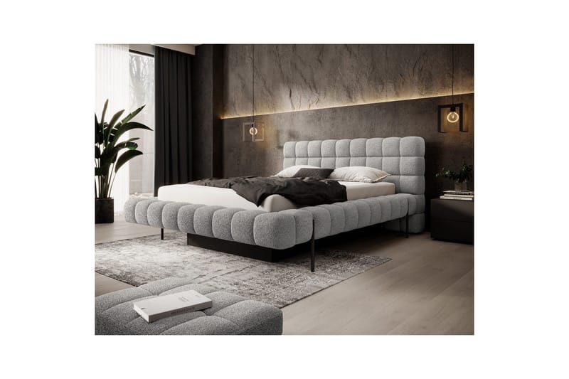 Säng med klädsel Eltap Magentta - 140x200 cm, Royal 04, Grå - Möbler - Säng - Säng med förvaring