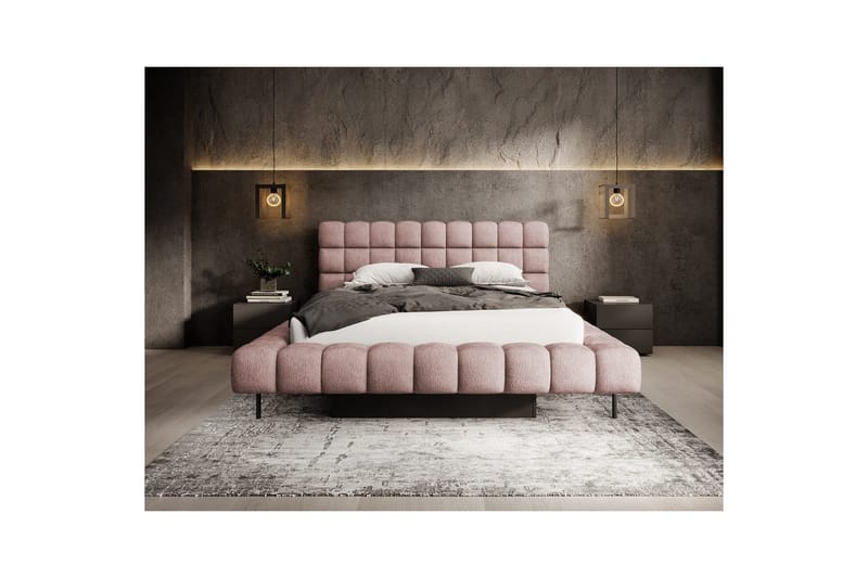 Säng med klädsel Eltap Magentta - 140x200 cm, Touch 24, Rosa - Möbler - Säng - Säng med förvaring