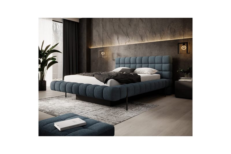 Säng med klädsel Eltap Magentta - 160x200 cm, Jaffray 40, Blå - Möbler - Säng - Säng med förvaring