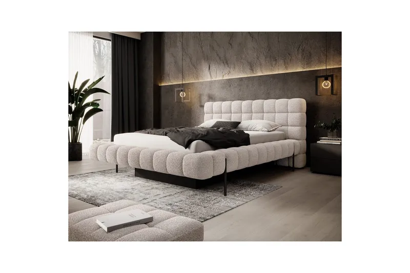 Säng med klädsel Eltap Magentta - 160x200 cm, Royal 18, Beige - Möbler - Säng - Säng med förvaring