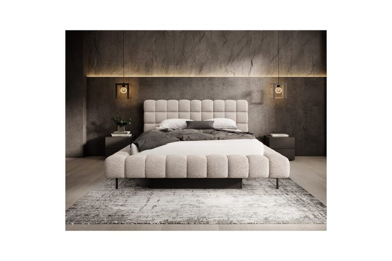 Säng med klädsel Eltap Magentta - 160x200 cm, Royal 18, Beige - Möbler - Säng - Säng med förvaring