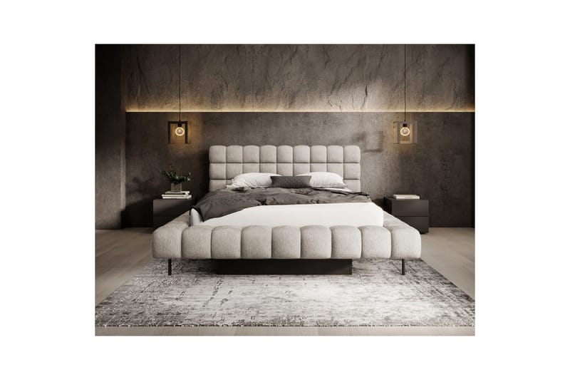 Säng med klädsel Eltap Magentta - 180x200 cm, Touch 18, Beige - Möbler - Säng - Säng med förvaring