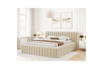 Säng med stoppning Eltap Carilla med metallram/gaslyft/förvaring - Monolith 04, Beige, 140x200 cm - Möbler - Säng - Säng med förvaring