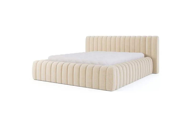 Säng med stoppning Eltap Carilla med metallram/gaslyft/förvaring, Royal 18, Beige, 140x200 cm