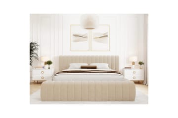 Säng med stoppning Eltap Carilla med metallram/gaslyft/förvaring - Royal 18, Beige, 160x200 cm - Möbler - Säng - Säng med förvaring