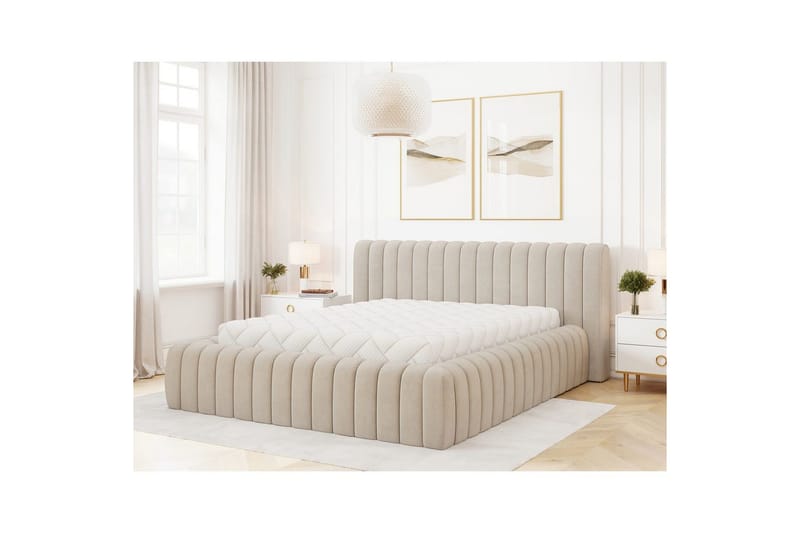 Säng med stoppning Eltap Carilla med metallram/gaslyft/förvaring - Sola 18, Beige, 180x200 cm - Möbler - Säng - Säng med förvaring