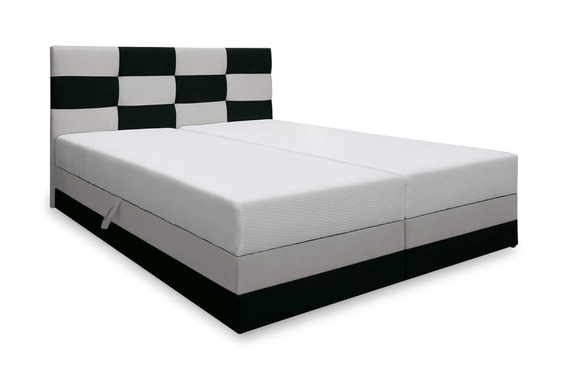 Säng Mona 180x200 med Förvaring - Svart/Beige - Säng med förvaring - Komplett sängpaket