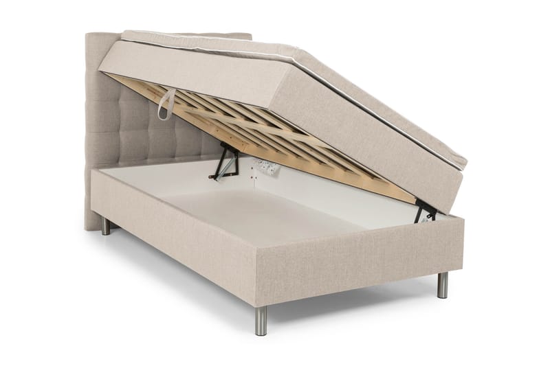 Sängpaket Suset Box Bed 120x200 - Beige - Säng med förvaring - Komplett sängpaket