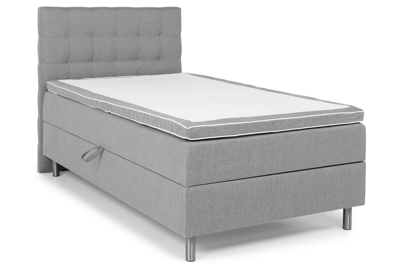 Sängpaket Suset Box Bed 140x200 - Ljusgrå - Säng med förvaring - Komplett sängpaket