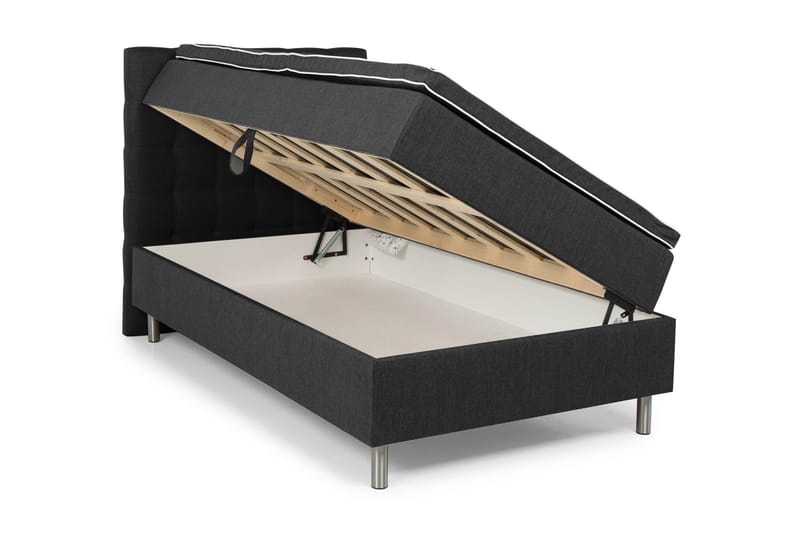 Sängpaket Suset Box Bed 140x200 - Mörkgrå - Säng med förvaring - Komplett sängpaket