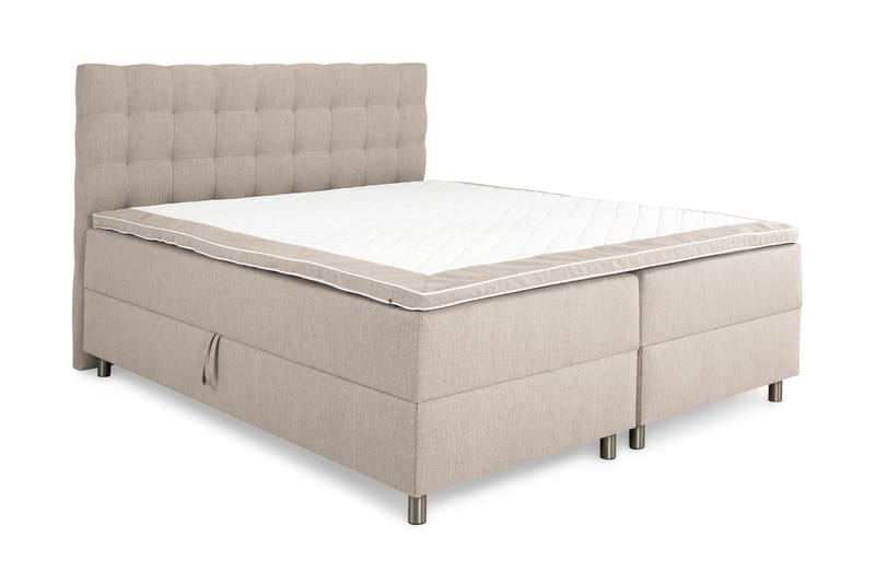 Sängpaket Suset Box Bed 160x200 - Beige - Säng med förvaring - Komplett sängpaket