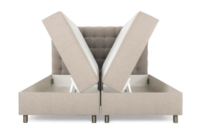 Sängpaket Suset Box Bed 160x200 - Beige - Säng med förvaring - Komplett sängpaket