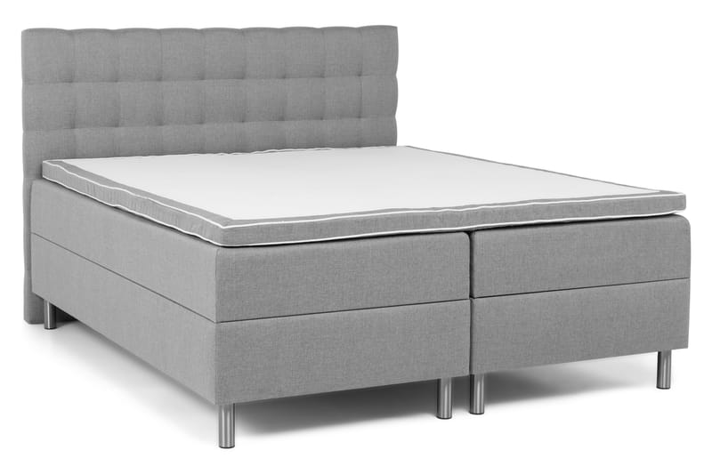 Sängpaket Suset Box Bed 160x200 - Ljusgrå - Säng med förvaring - Komplett sängpaket