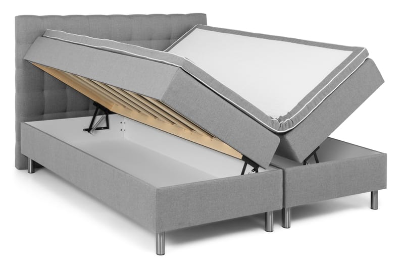 Sängpaket Suset Box Bed 160x200 - Ljusgrå - Säng med förvaring - Komplett sängpaket