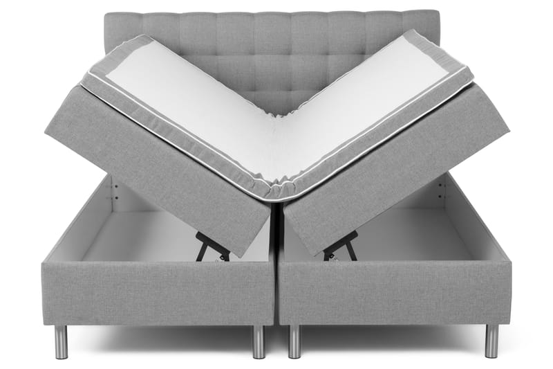 Sängpaket Suset Box Bed 180x200 - Ljusgrå - Säng med förvaring - Komplett sängpaket