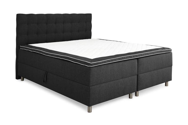 Sängpaket Suset Box Bed 180x200 - Mörkgrå - Säng med förvaring - Komplett sängpaket