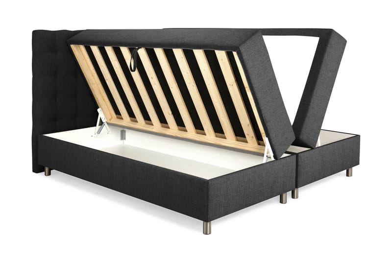Sängpaket Suset Box Bed 180x200 - Mörkgrå - Säng med förvaring - Komplett sängpaket