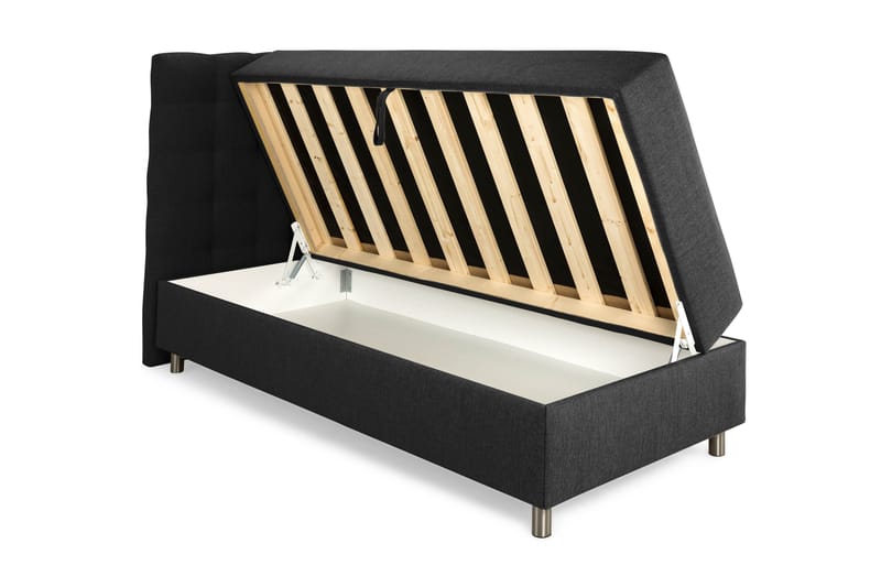 Sängpaket Suset Box Bed 90x200 - Mörkgrå - Säng med förvaring - Komplett sängpaket