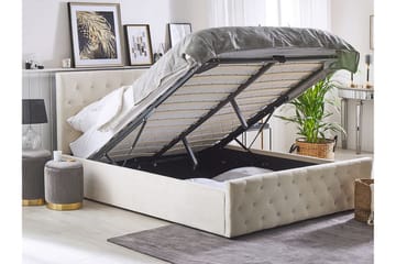 Saleux Förvaringssäng 140x200 cm - Sammet/Beige - Möbler - Säng - Säng med förvaring