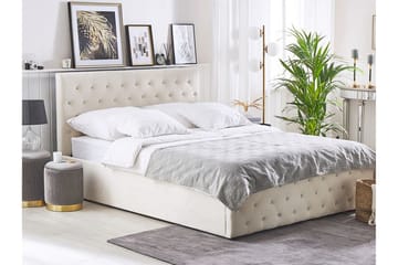 Saleux Förvaringssäng 140x200 cm - Sammet/Beige - Möbler - Säng - Säng med förvaring