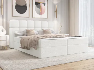 Varlen Komplett Sängpaket Kontinentalsäng med förvaring 160x200 cm Rutad - vit - Möbler - Säng - Säng med förvaring
