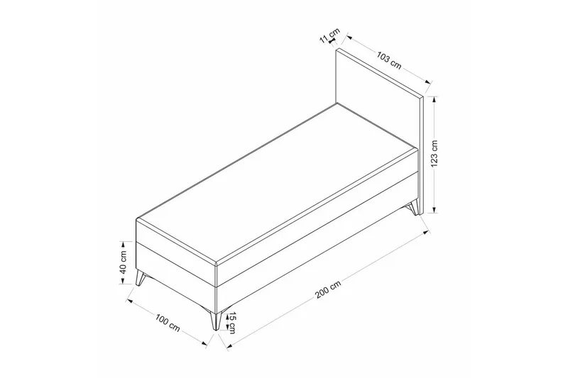 Sängbotten & Sänggavel för Enkel Säng Badena Beige - 100 x 40 x 200 cm - Möbler - Säng - Sängram & sängstomme
