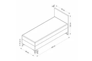 Sängbotten & Sänggavel för Enkel Säng Springsure Mörkgrå - 90 x 41 x 190 cm - Möbler - Säng - Sängram & sängstomme