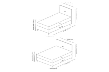 Sängbotten & Sänggavel för Enkel Säng Sudalmuni antracit - 120 x 110 x 200 cm - Möbler - Säng - Sängram & sängstomme