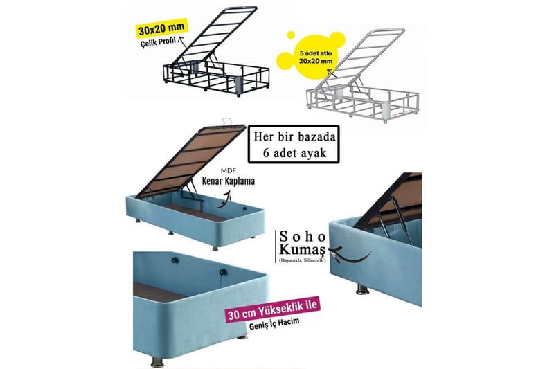 Sängbotten för Enkel Säng Narwanisigt enkel ljusblå - 100 x 200 cm - Möbler - Säng - Sängram & sängstomme