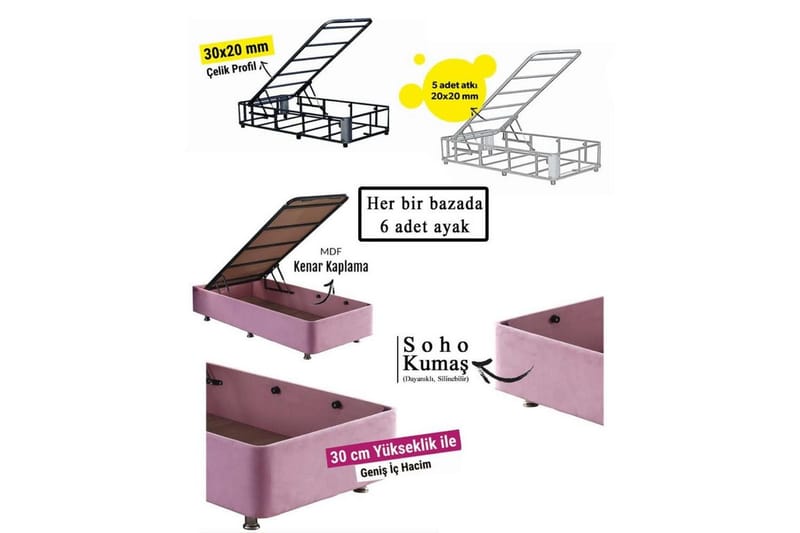 Sängbotten för Enkel Säng Rasul Single Pnk - 120 x 200 cm - Möbler - Säng - Sängram & sängstomme