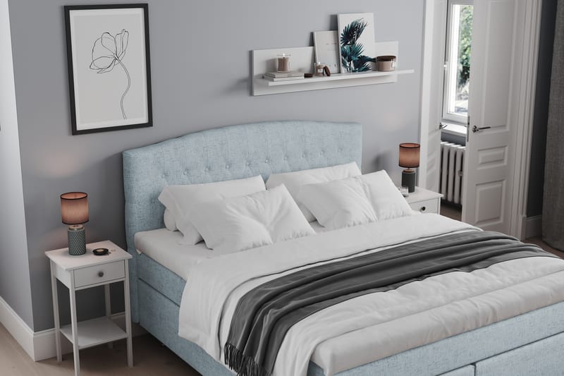 Sängpaket Abelie 160x200 Fast - Ljusblå - Kontinentalsäng - Dubbelsäng - Komplett sängpaket