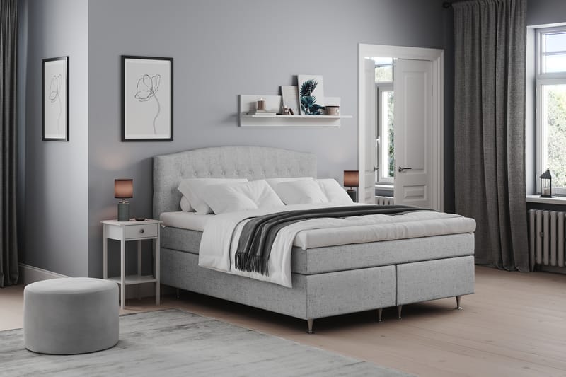 Sängpaket Abelie 160x200 Medium - Ljusgrå - Kontinentalsäng - Dubbelsäng - Komplett sängpaket