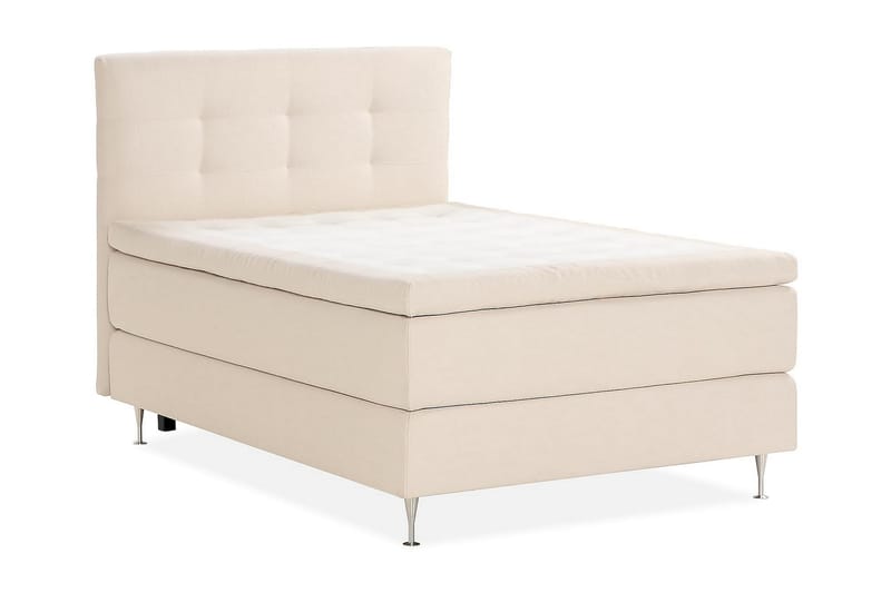 Sängpaket Kakichi Boucle 120x200 Knappad gavel + Madrasskydd - Ljusbeige - Möbler - Säng - Kontinentalsäng
