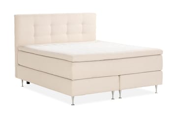Sängpaket Kakichi Boucle 160x200 Knappad gavel + Madrasskydd - Ljusbeige - Möbler - Säng - Kontinentalsäng