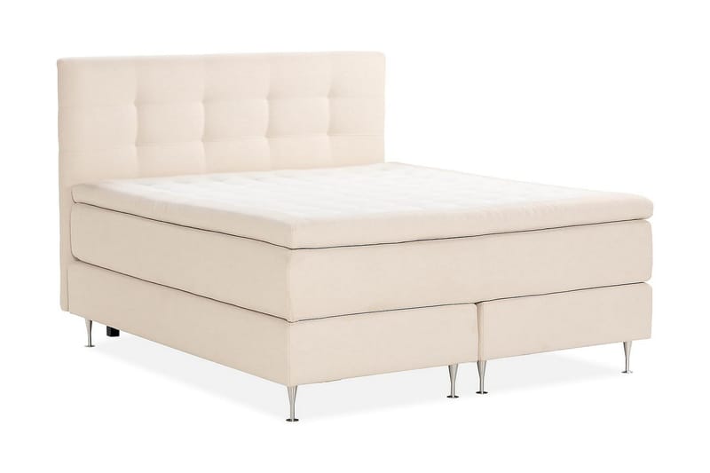 Sängpaket Kakichi Boucle 160x200 Knappad gavel + Madrasskydd - Ljusbeige - Möbler - Säng - Kontinentalsäng