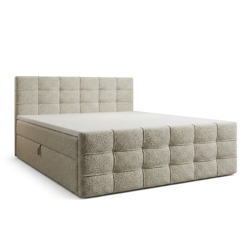 Sängpaket Kontinentalsäng Elvros 140x200 cm med Lyftförvaring - Krämfärgad écru / ljusbeige - Möbler - Säng - Kontinentalsäng