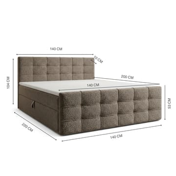 Sängpaket Kontinentalsäng Elvros 140x200 cm med Lyftförvaring - Varm greige / ljus mocka - Möbler - Säng - Kontinentalsäng