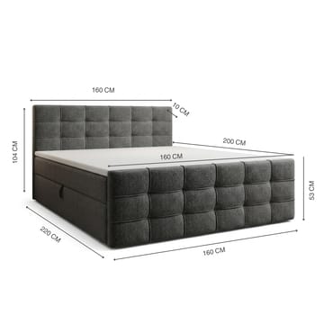 Sängpaket Kontinentalsäng Elvros 160x200 cm med Lyftförvaring - Antracit/Mycket mörk grafit - Möbler - Säng - Kontinentalsäng