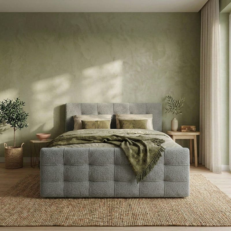 Sängpaket Kontinentalsäng Elvros 160x200 cm med Lyftförvaring - Betonggrå - Möbler - Säng - Kontinentalsäng