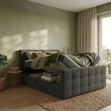 Sängpaket Kontinentalsäng Elvros 180x200 cm med Lyftförvaring - Antracit/Mycket mörk grafit - Möbler - Säng - Kontinentalsäng
